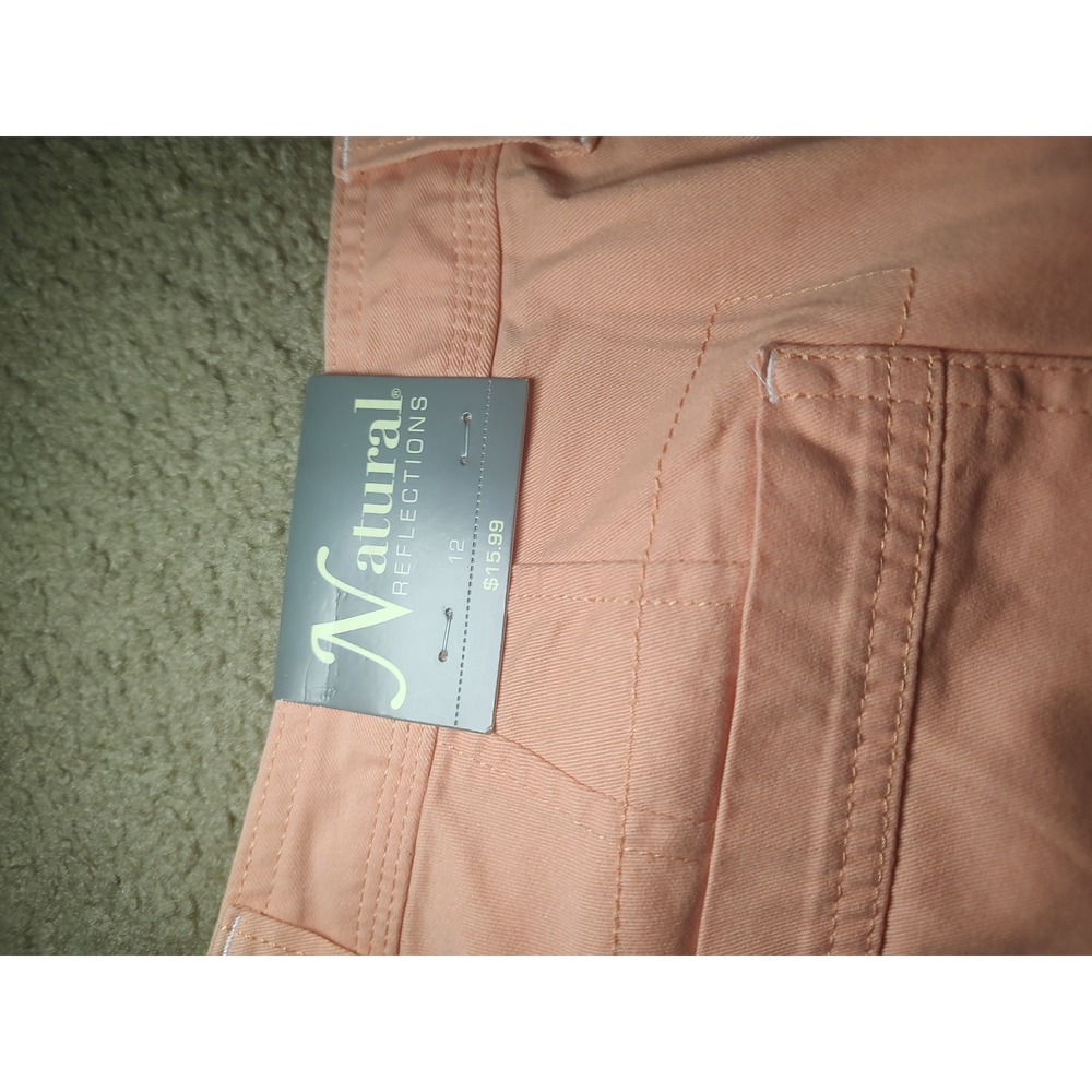 Natural Reflections Womens Coral Peach Chino Shorts Size 12 NWT Summer Casual